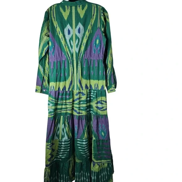 Guadalupe Anthropologie Green Maxi Dress Small Southwestern Boho LS Resortwear - Picture 8 of 10